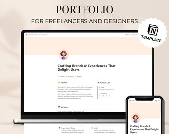 Notion Design Portfolio Template: Freelancer UI/UX, No Code Website