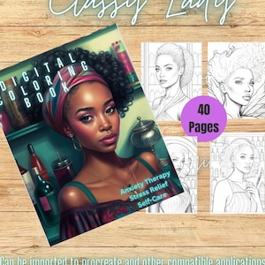 Melanin Queen Classy Lady Collection Coloring Book - 40 Pages - Instant Download Digital PDF File - Printable As Well