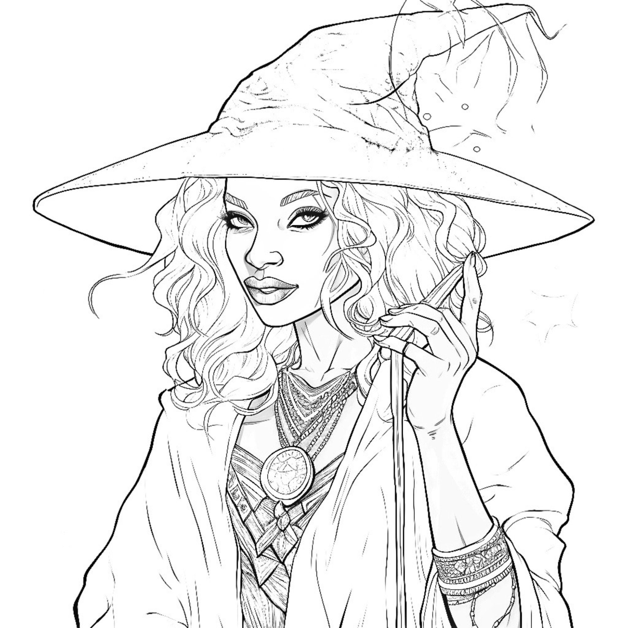Witchy Coloring Pages Witch Coloring Book Witch Aesthetic Witch Humor Adult Coloring Book ...