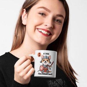 Samurai Dog Mug Funny Warrior Dog Gift Cute Dog Lover Coffee Cup Pet Owner Gift Corgi Knight Cartoon Mug