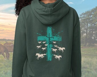 Faith-Based Hoodie For Horse Lover Pullover For Girls Who Seek Faith and Horses Cozy Sweatshirt Fun Gift