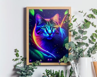 Jungle Cat, Digital Art, Stunning, Print, AI-Generated, Wall Art, AI Art, Digital Download, Home Decoration, Printable, Animal