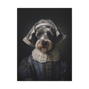 Schnauzer - Institutriz del siglo XIX - Retrato de mascota en lienzo