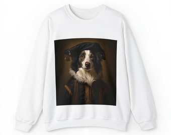 Border Collie - Renaissance Painter - Pet Portrait Unisex Crewneck Sweatshirt