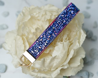 Wristlet Keychain/key Fob/glitter Wristlet/ Fabric Keychain/floral