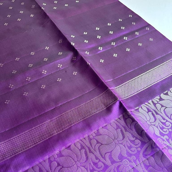 Pure Kanchipuram Soft Silk Saree - Royal Purple Handloom Saree that is 100% certified