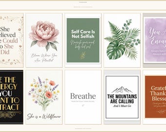10 Printable Wall Art Quotes – Inspirational Gallery Bundle (Digital Download)