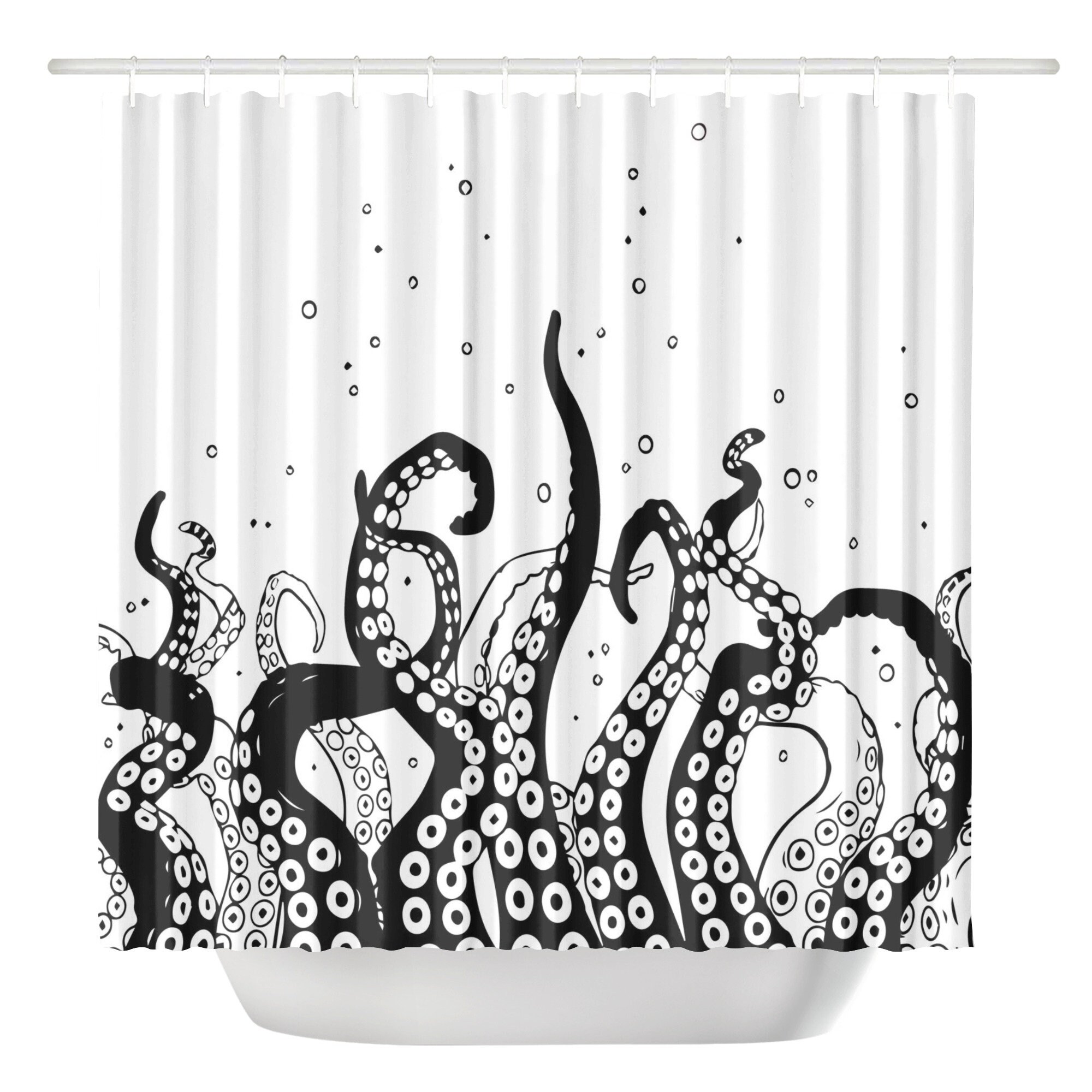 Release the Shower Kraken Black and White Shower Curtain Etsy