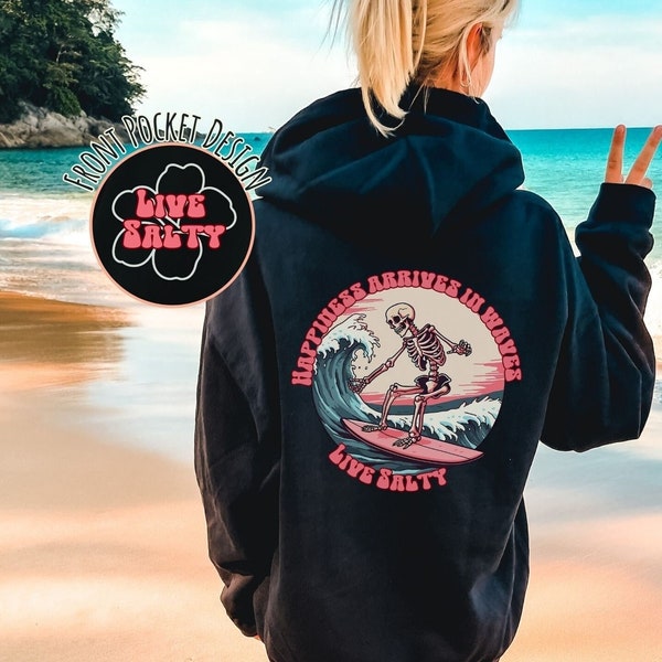 Retro Beach Beach and Surf Shop, Forever Summer Hoodie, Live Salty  Cozy Oversized Hooded Sweatshirt Great for Beach Bum Cover Ups & Siestas