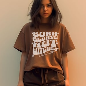 Burn Blunts Not Witches Stoner Halloween T-Shirt, 420 Gift For Spooky Aunts and Stoner Babes, Marijuana Weed Tshirt, Cannabis Witch Shirt