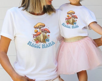Matching Mama and Mini shirts, Mom and Daughter shirts, Botanical Shirts, Cottagecore Shirt, Gift for Mom, Mamas Girl, Magic Mushroom Shirts