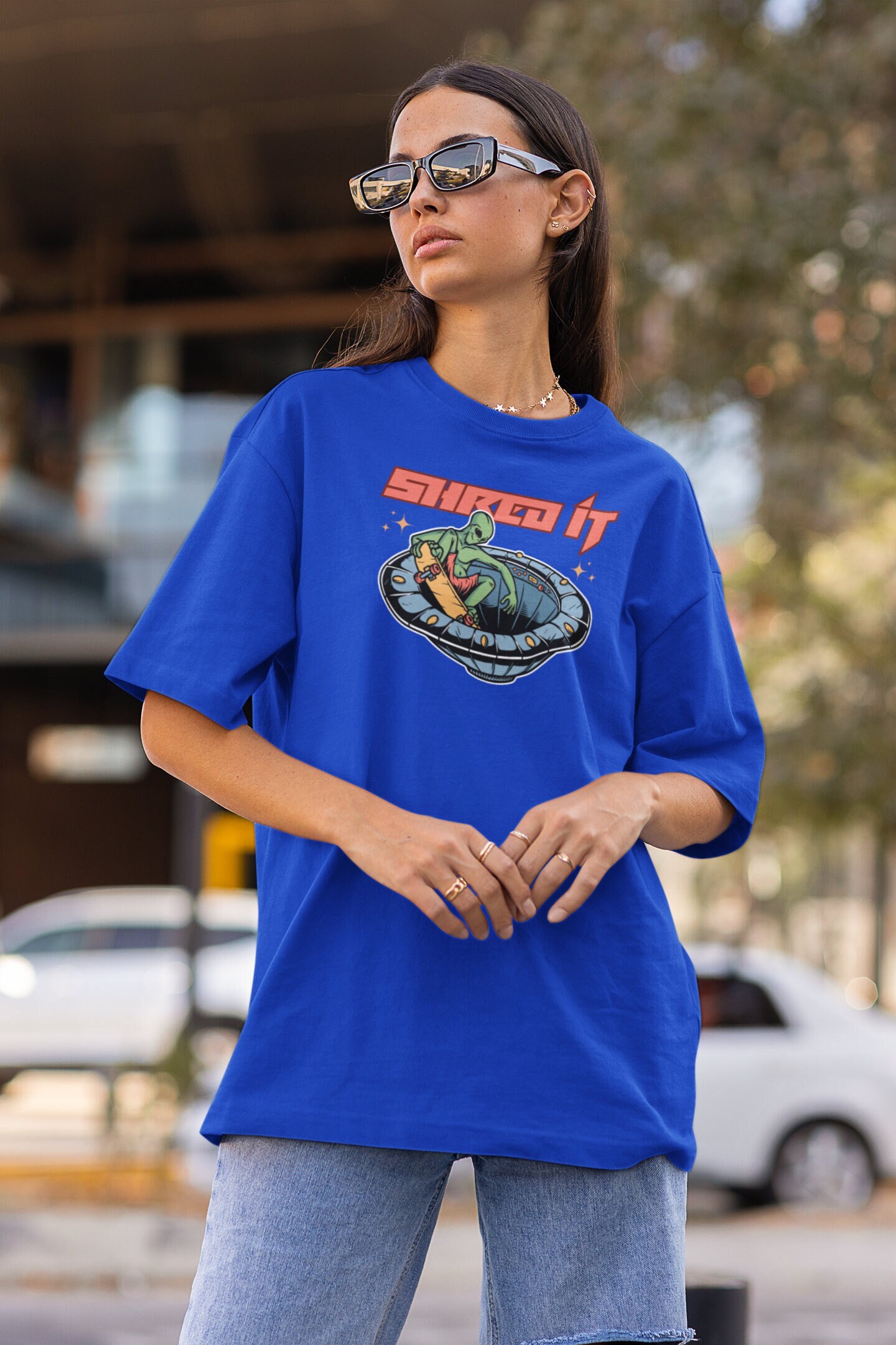 Y2K Grunge Clothing T-shirt With Skateboarding Alien for 2000s