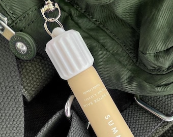 Lip balm keychain holder Summer Fridays cap with swivel clip secure screw top travel lip care essentials nurse student teacher gift idea