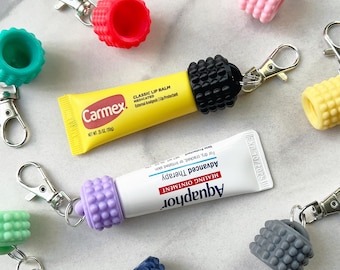 Lip Balm Keychain Carrier with Easy Swivel Clip - Bubble
