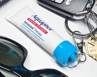 Aquaphor Chunky Keychain Cap - Replacement Cap for Aquaphor Healing Ointment .35 oz - Swivel Clip Lip Balm Holder for Keys, Lanyard or Purse