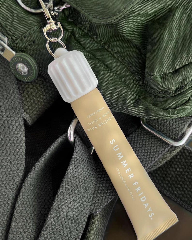 Fluted Lip Balm Keychain Cap: Travel Lip Gloss Holder and Badge Reel Accessories image 8