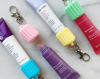 Lip Balm Keychain Cap - Glossier Laneige Compatible - Cute Badge Charm for Nurse or Student - Best Lip Balm Holder Gift - Fluted Style