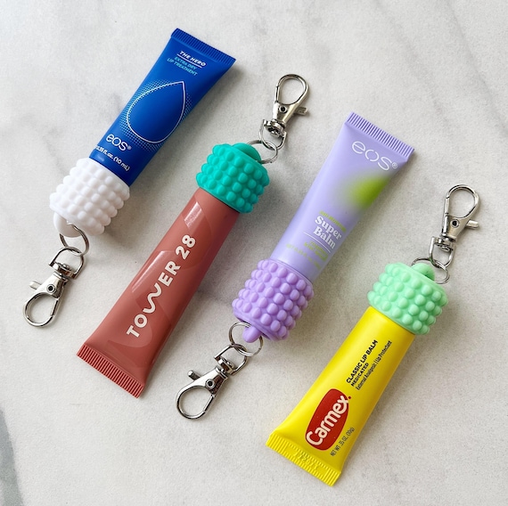 Bubble Lip Balm Keychain Cap: Travel Lip Gloss Holder and Badge