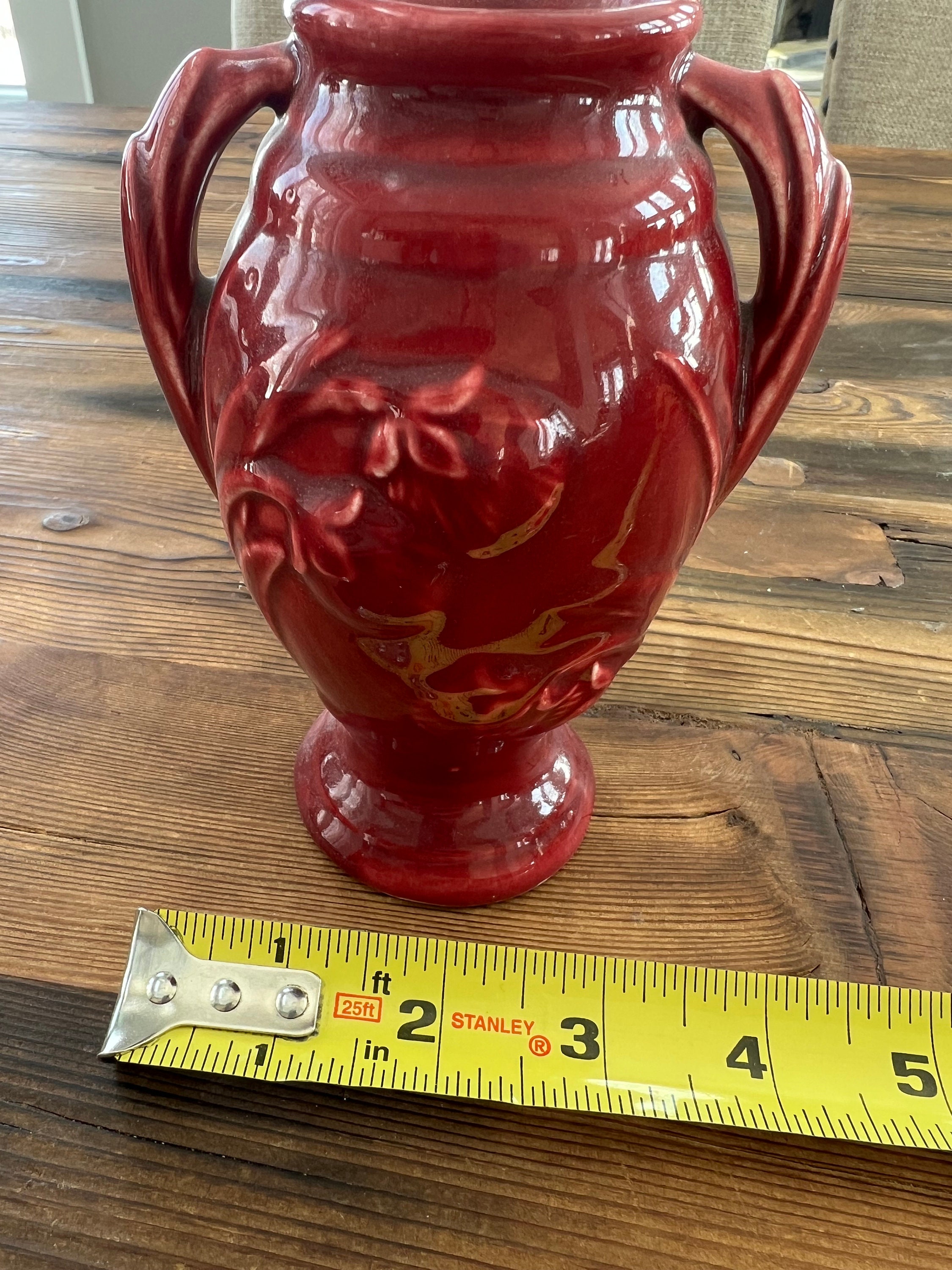 Vintage Shawnee Pottery Double Handle Marked USA With Embossed Flowers