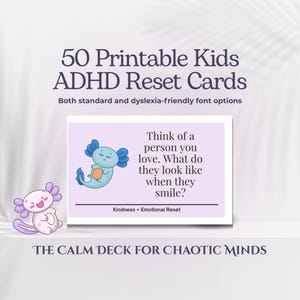 ADHS Kinder zurücksetzen Prompt Kartenspiel | Druckbare Achtsamkeits-Werkzeuge für Kindern, die Kinder beruhigen | Self-Care Prompts für Frustration & Überwältigung