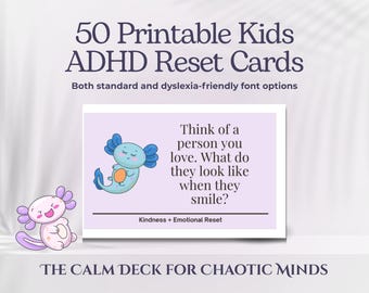 ADHD Kids Reset Cards Printable | Mindfulness Prompts for Neurodivergent Children | Emotional Regulation Calm Down Cards