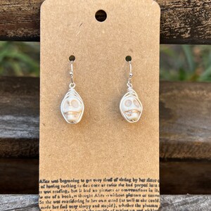 Howlite Skull Drop Earrings - Handmade Wire-wrapped Nickel Free Wire Hypoallergenic