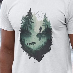 Fish and Forest Men's T-shirt | Fish Shirts | Nature Tshirt | Graphic Tee | mens tshirt | Trout T-shirt | Tree Shirt