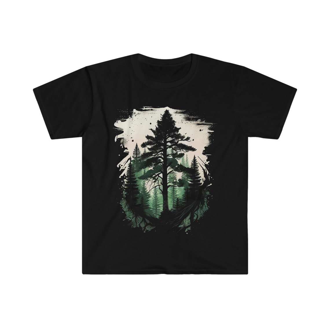 Forest Men's Tshirt Pine Tree Shirts Nature Tshirt Graphic Tee Mens