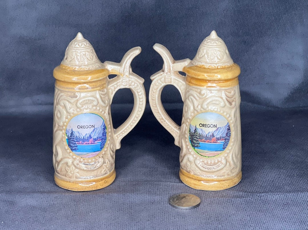 Vintage Oregon Souvenir Beer Stein Salt and Pepper Shaker Etsy