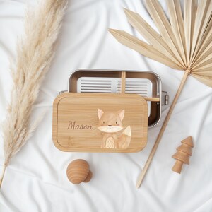 Personalized kid's lunch box with dual-latch custom wood image 5