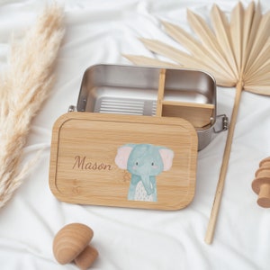 Personalized kid's lunch box with dual-latch custom wood image 8