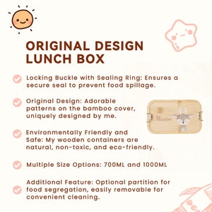 Personalized kid's lunch box with dual-latch custom wood image 3