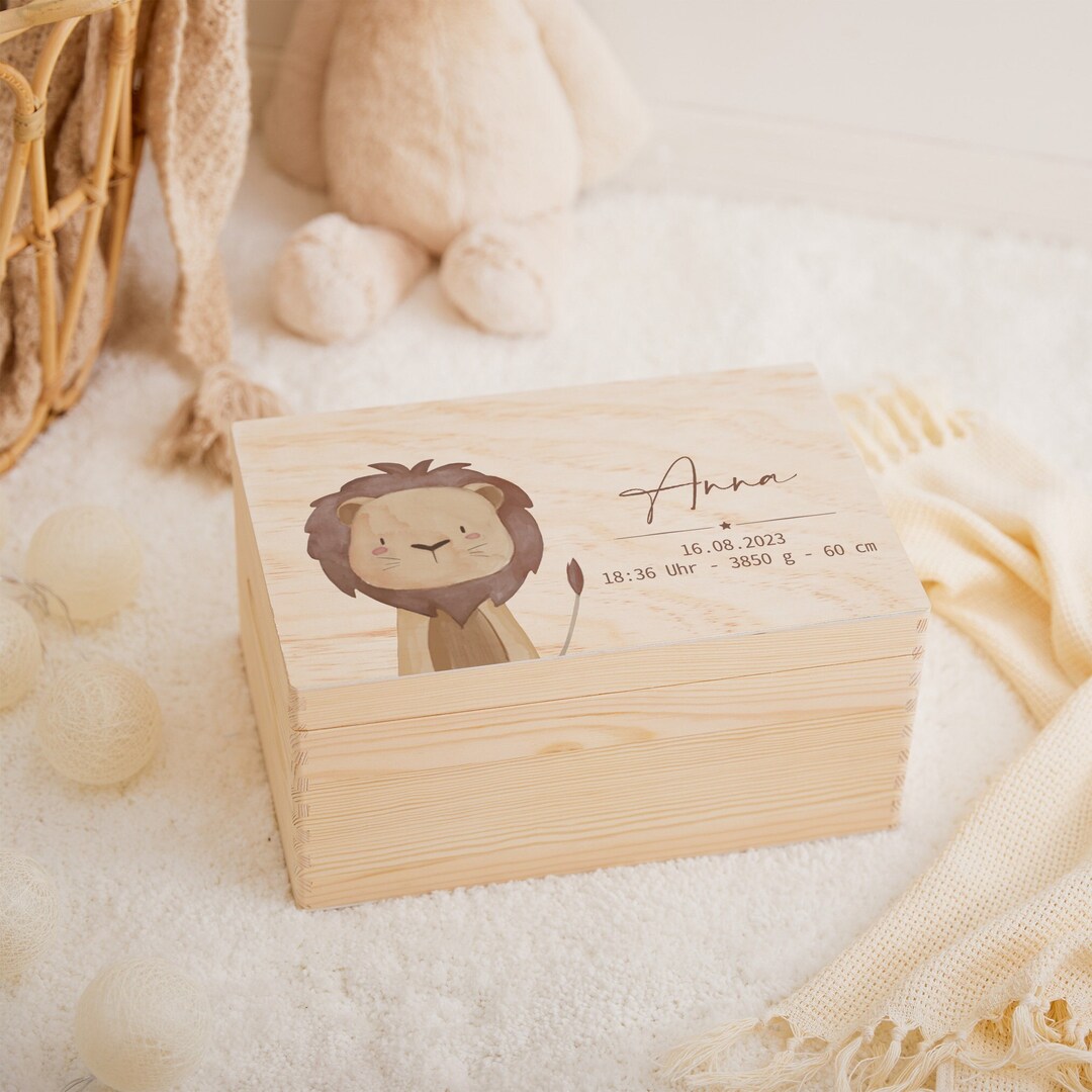 Personalized Memory Box, Custom Wooden Reminder Box for Baby and Kids