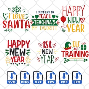 Christmas Bundle SVG, Png, Eps, Dxf, Pdf, Digital Cut File, Cricut Maker, Silhouette Cameo 4, Christmas SVG, Santa SVG, Teacher, baby, elf