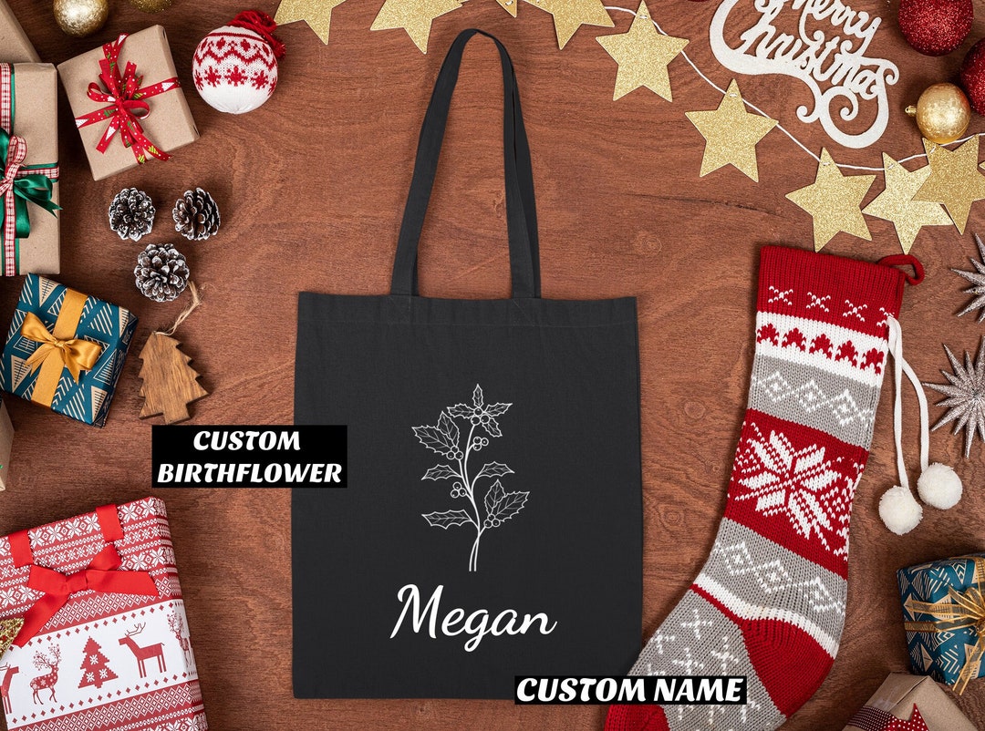 Personalized Name and Birth Flower Tote Bag, Gifts for Holidays, Gifts ...
