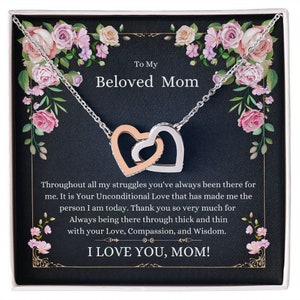 Presente de Dia das Mães para a Mãe - Colar de Corações de Agradecimento Amor Incondicional (Aço Inoxidável Polido e Acabamento em Ouro Rosa ou Ouro Amarelo)