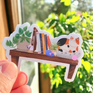 Kat op plank | Kattenouders | Vinylsticker | Kattenliefhebbers