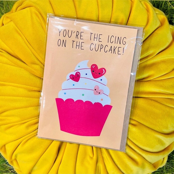 You’re The Icing On The Cupcake Card | Heart SVG | Funny Quotes | Cupcake SVG | Birthday Card | Valentines Day Card