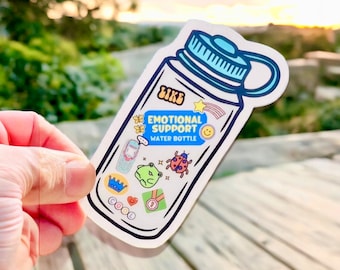 Emotional Support Water Bottle Sticker - Funny Hydration Reminder