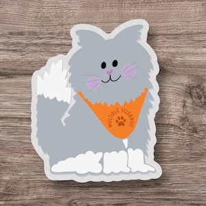 MS Kitty Sticker – Multiple Sclerosis Awareness – Cute Cat Design – MS Awareness Ribbon – Support MS Warriors – Motivational Sticker