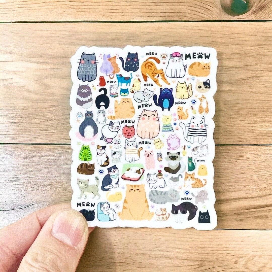 Cute Cat Waterproof Sticker | Cat Lover Gift - Etsy