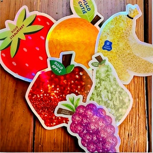 Stickerpakket fruitmand fruitmand disco | Sticker Punny Food | Fruit-svg | Discosticker