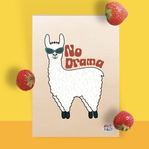 No Drama Llama Print | Funny Sayings | Llama SVG | Lama Jokes | No Drama