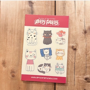 Cute Cat Lover Sticker Sheet | Cats Stickers | Kitties Sticker Sheet | Planner Sticker Sheet | Journal Stickers