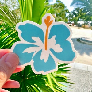 Teal Hibiskus Blumen Vinyl Single Sticker | Blumen Aufkleber | Wildblumen