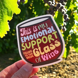 Sticker wijndrinker - glas wijn met emotionele steun | Happy Hour | Rode WIJN | Wijnliefhebber | Wijn-SVG