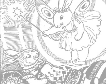 Vintage 1960s Saalfield Paperback Bunny Rabbit Coloring Book