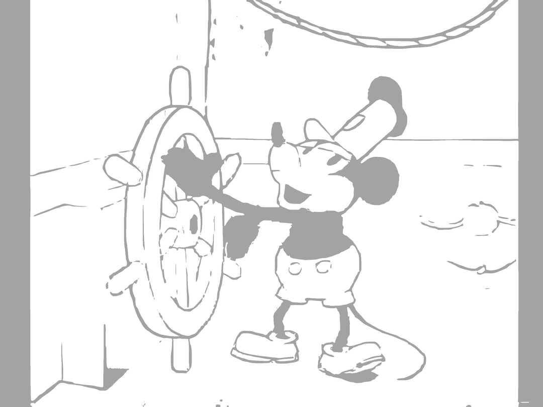 Mickey Mouse Steamboat Willy for Coloring Vintage Loose-leaf Pages Hand ...