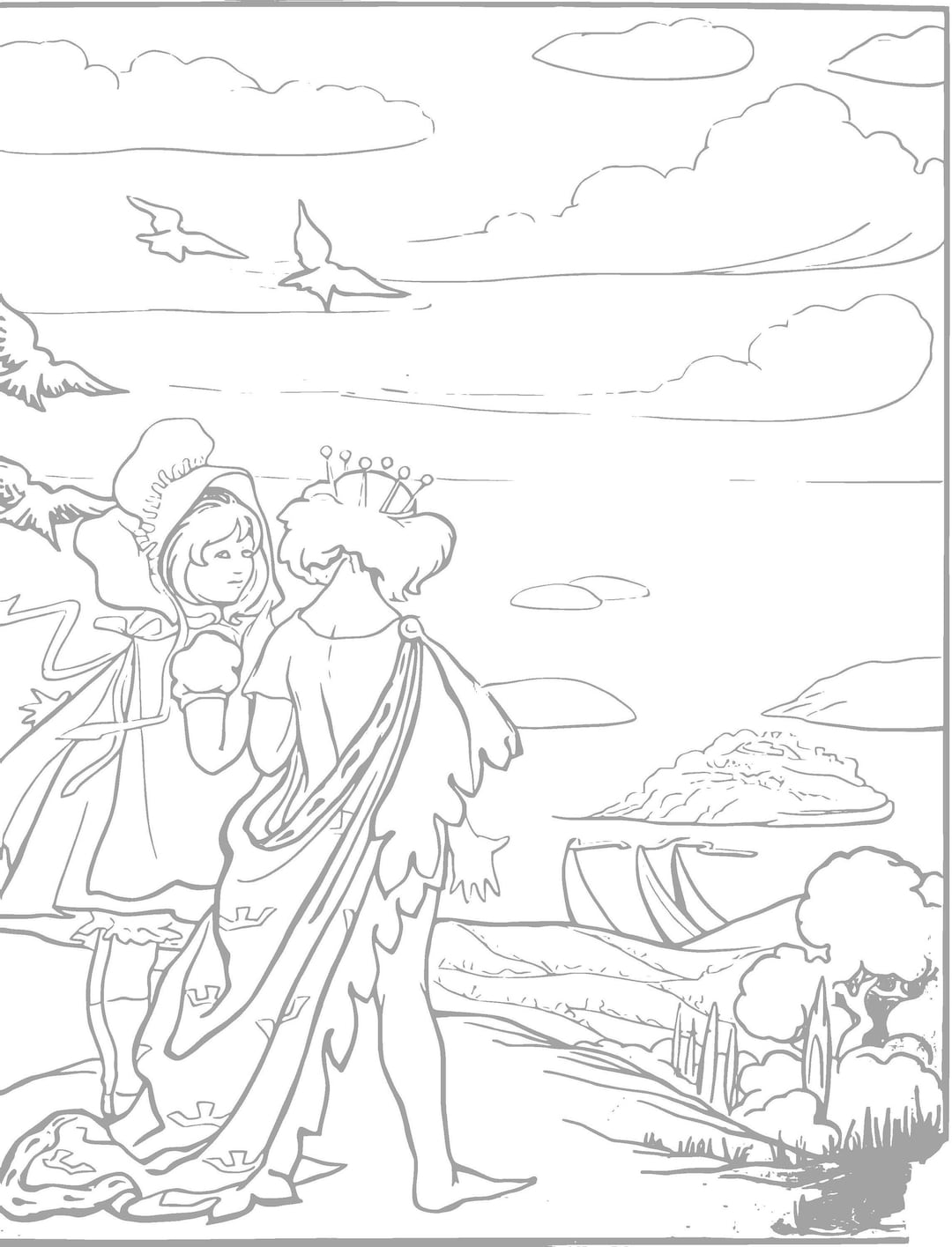 Dream World for Coloring Vintage Digital Bundle Download Hand Drawn