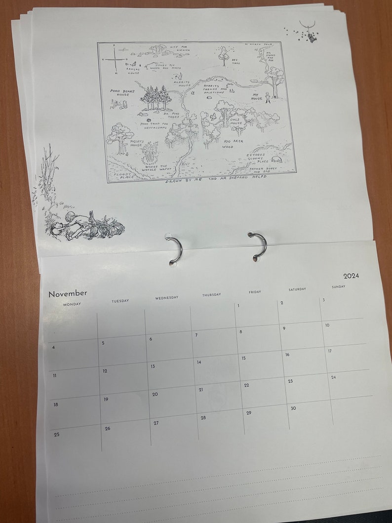 Vintage Winnie the Pooh 2024 Calendar (Instant Download) Etsy